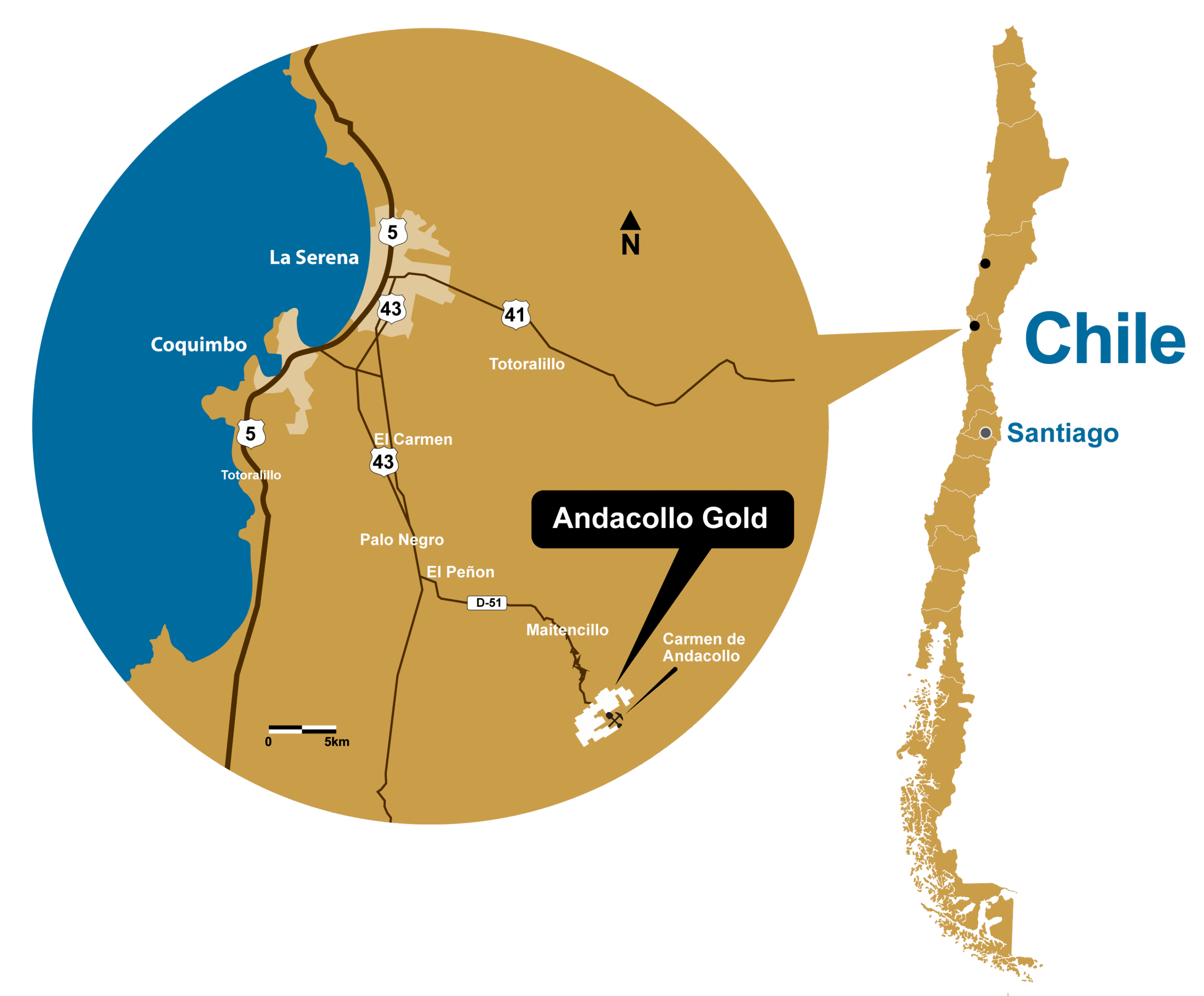 Andacollo Gold Location Map